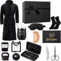 15 Pcs Birthday Gifts for Men Beard Care Set for Him Valentine'S Day Gifts Basket Ideas Kit for Men Tumbler Bath Robe for Dad Husband Boyfriend Box(Black)