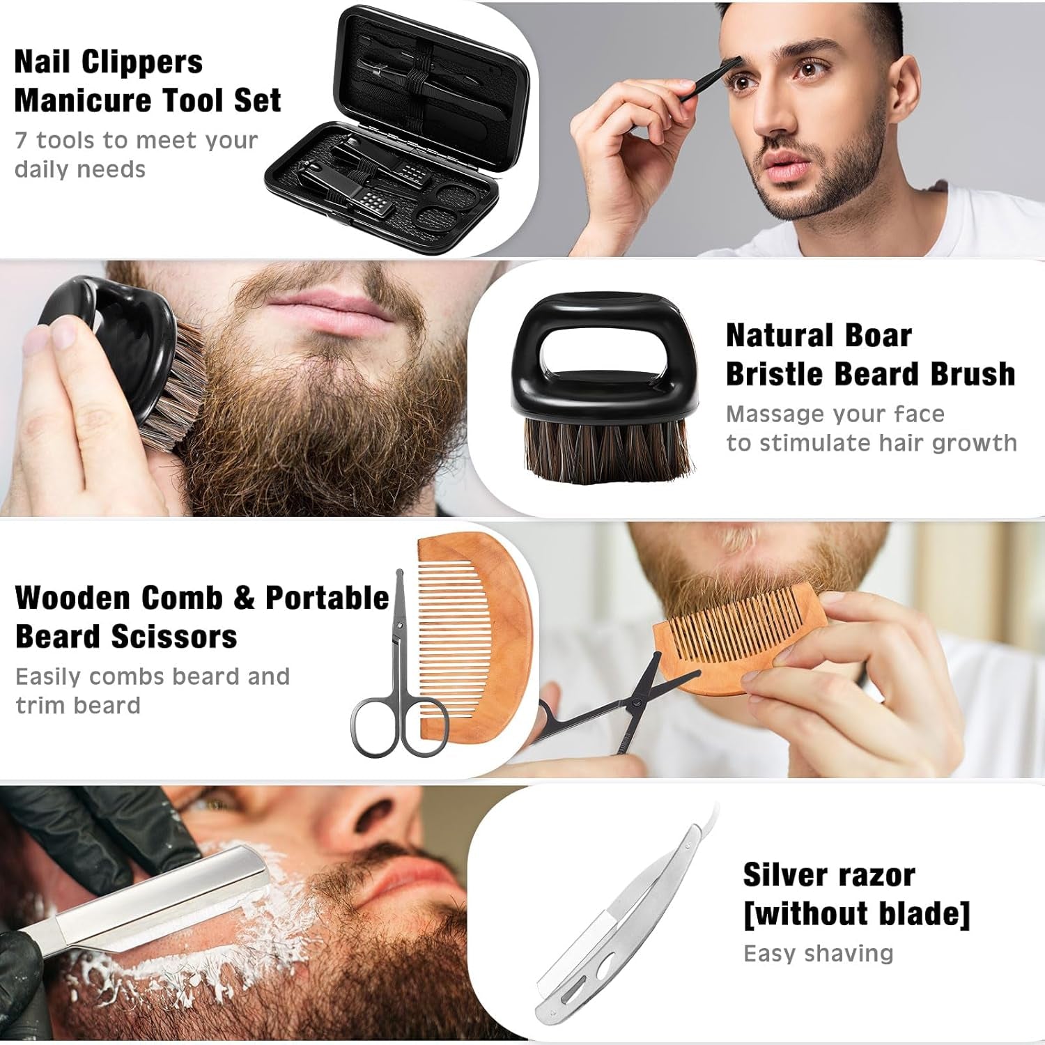15 Pcs Birthday Gifts for Men Beard Care Set for Him Valentine'S Day Gifts Basket Ideas Kit for Men Tumbler Bath Robe for Dad Husband Boyfriend Box(Black)