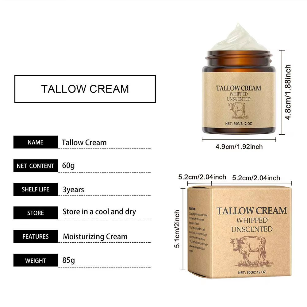 60G Beef Tallow Face Moisturizer Whipped Beef Tallow & Honey Balm Face & Body Skin Care Grass Fed Grass Finished Face Cream NEW